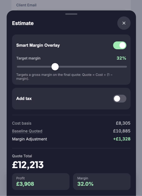 RateBasePro — Smart Margin Overlay